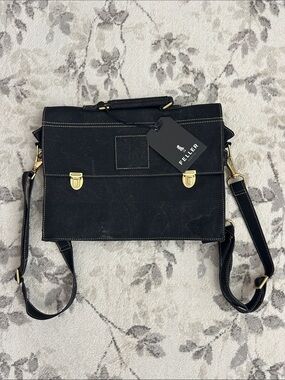 NWT Feller faux leather Black Convertible Crossbody Briefcase/Backpack